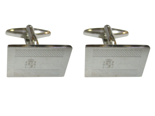 Silver Toned Etched Spain Flag Cufflinks