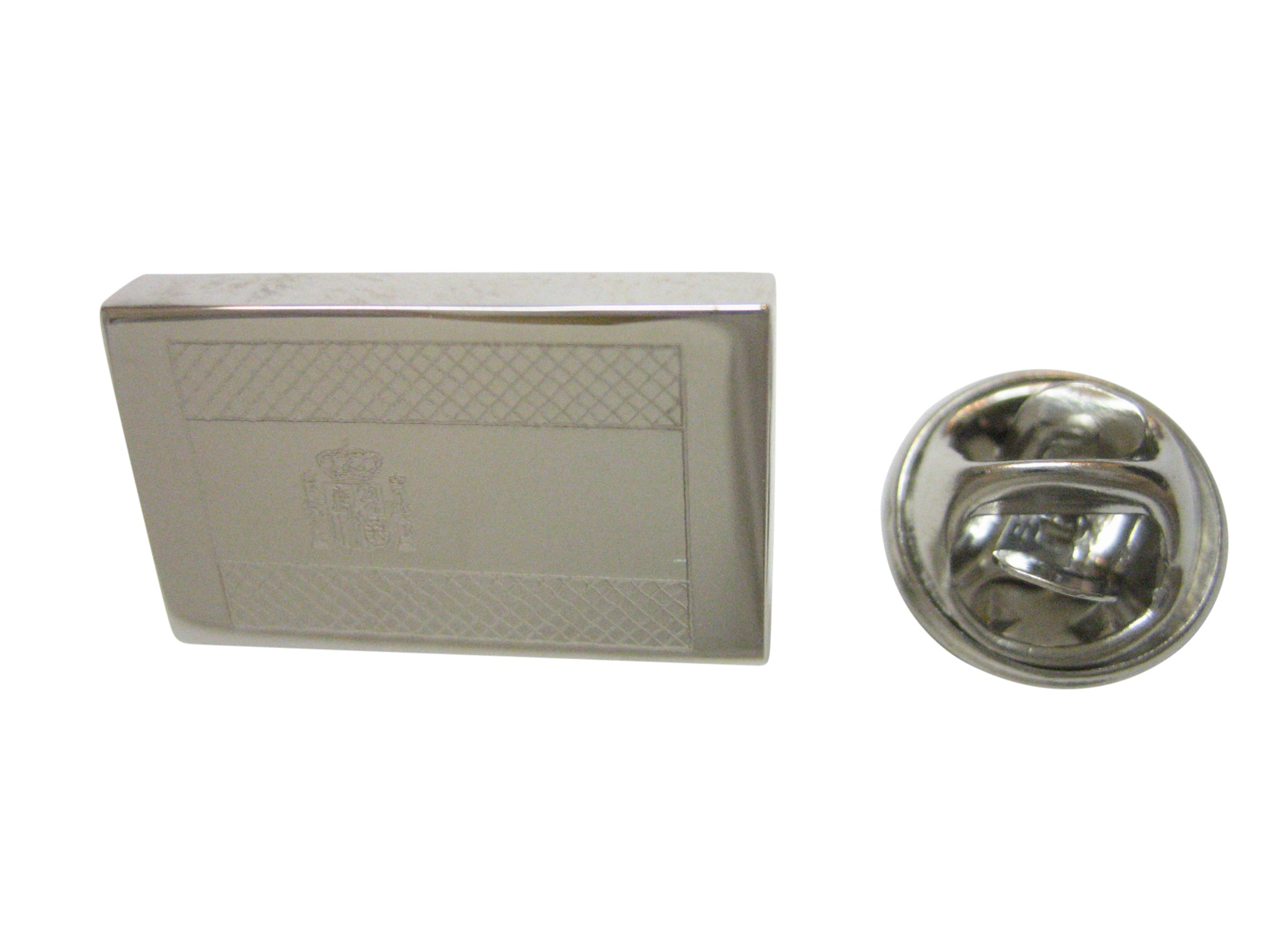 Silver Toned Etched Spain Flag Lapel Pin