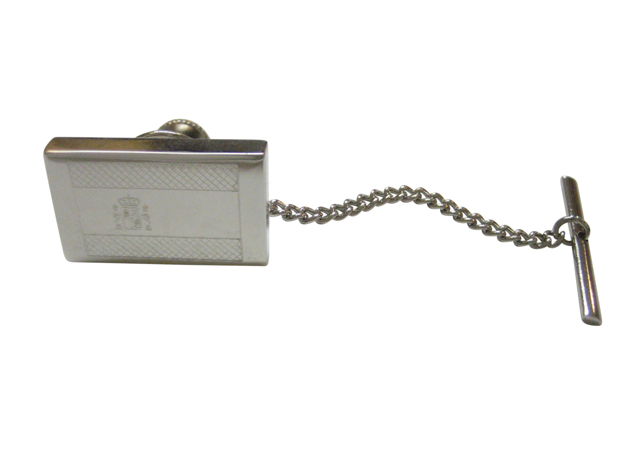 Silver Toned Etched Spain Flag Tie Tack