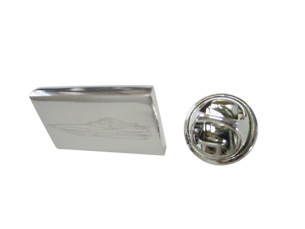 Silver Toned Etched Speed Boat Lapel Pin