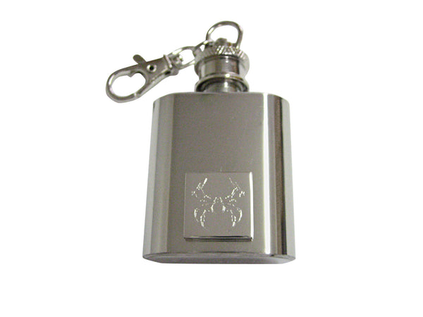 Silver Toned Etched Spider Bug Insect 1 Oz. Stainless Steel Key Chain Flask