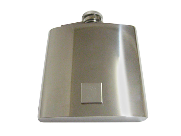 Silver Toned Etched Square Acorn Pendant 6 Oz. Stainless Steel Flask