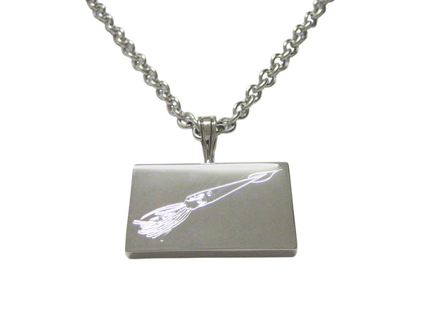 Silver Toned Etched Squid Pendant Necklace