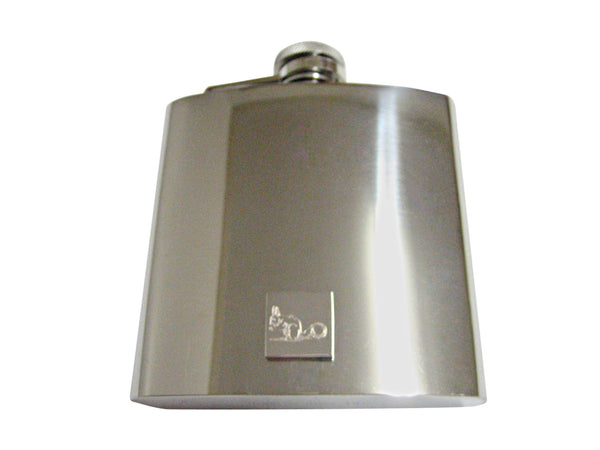 Silver Toned Etched Squirrel 6 Oz. Stainless Steel Flask