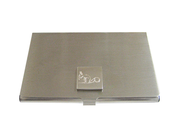 Silver Toned Etched Squirrel Business Card Holder