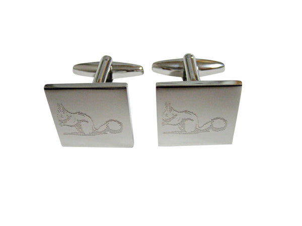 Silver Toned Etched Squirrel Cufflinks