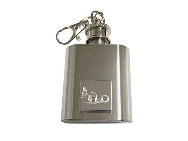 Silver Toned Etched Squirrel 1 Oz. Stainless Steel Key Chain Flask
