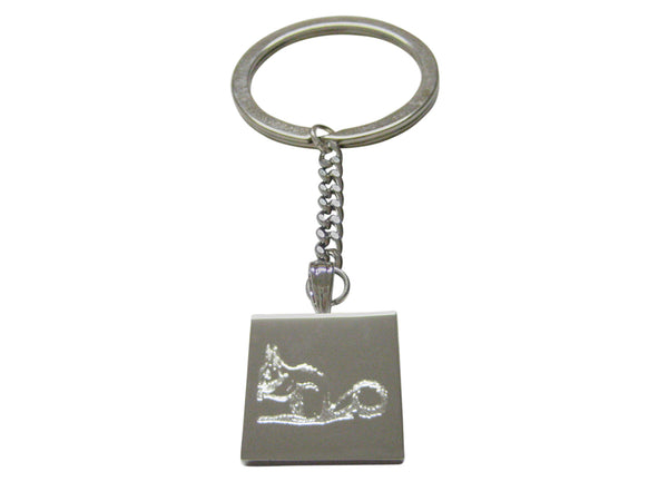Silver Toned Etched Squirrel Keychain