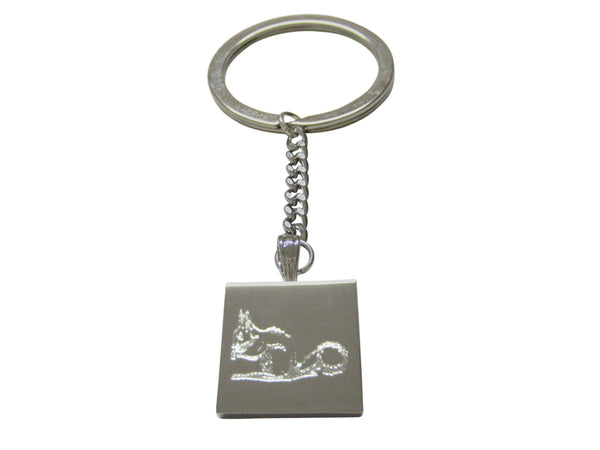 Silver Toned Etched Squirrel Keychain