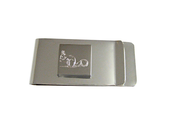 Silver Toned Etched Squirrel Money Clip