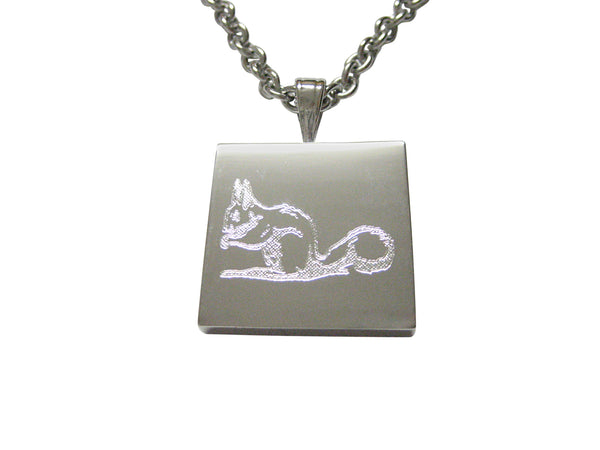 Silver Toned Etched Squirrel Necklace
