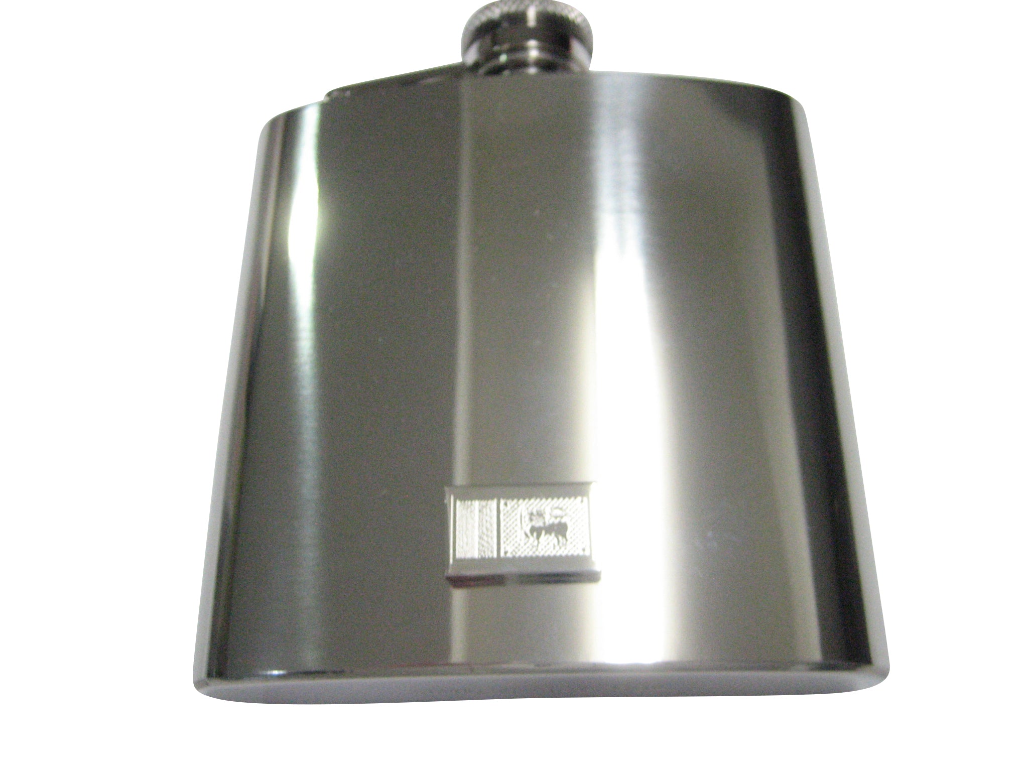 Silver Toned Etched Sri Lanka Flag 6oz Flask