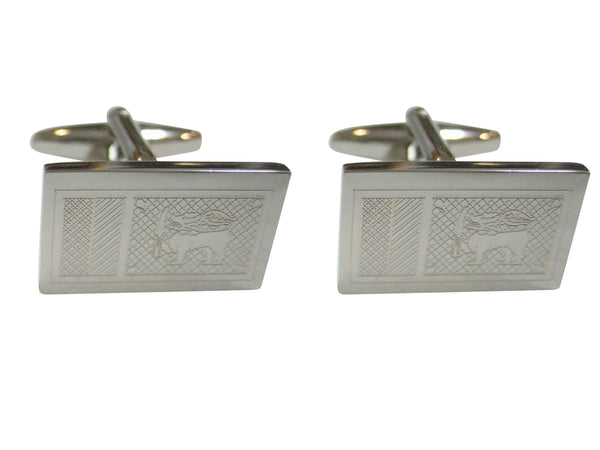 Silver Toned Etched Sri Lanka Flag Cufflinks