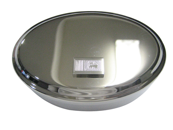Silver Toned Etched Sri Lanka Flag Oval Trinket Jewelry Box