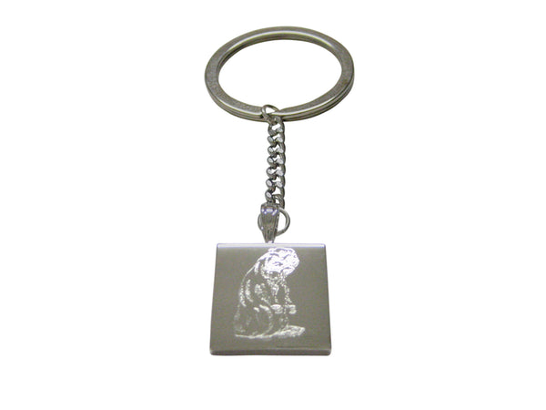 Silver Toned Etched Standing Beaver Keychain