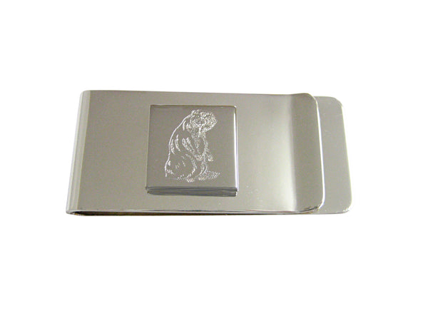 Silver Toned Etched Standing Beaver Money Clip