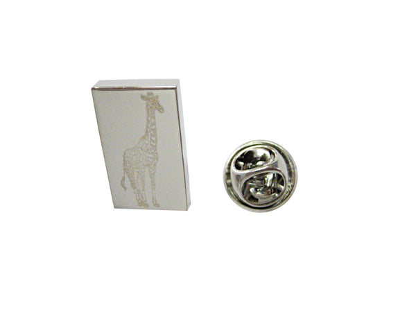 Silver Toned Etched Standing Giraffe Lapel Pin