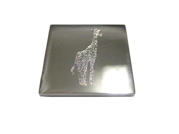 Silver Toned Etched Standing Giraffe Magnet