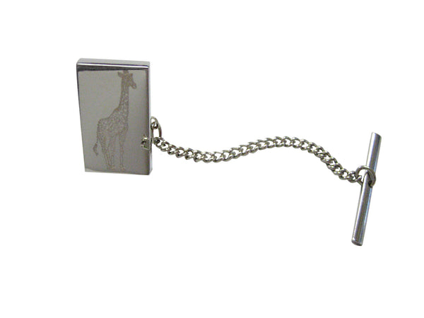 Silver Toned Etched Standing Giraffe Tie Tack
