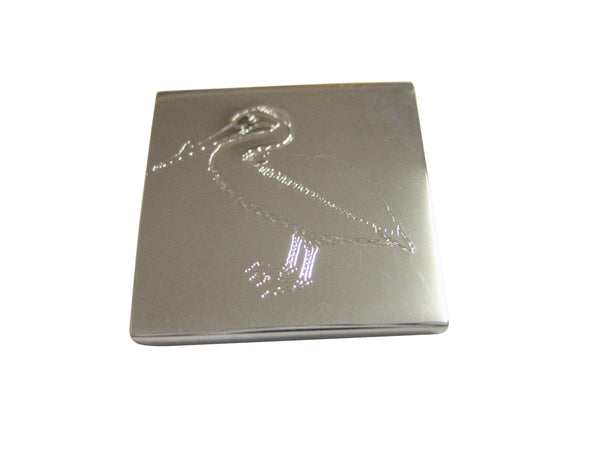 Silver Toned Etched Standing Pelican Bird Magnet