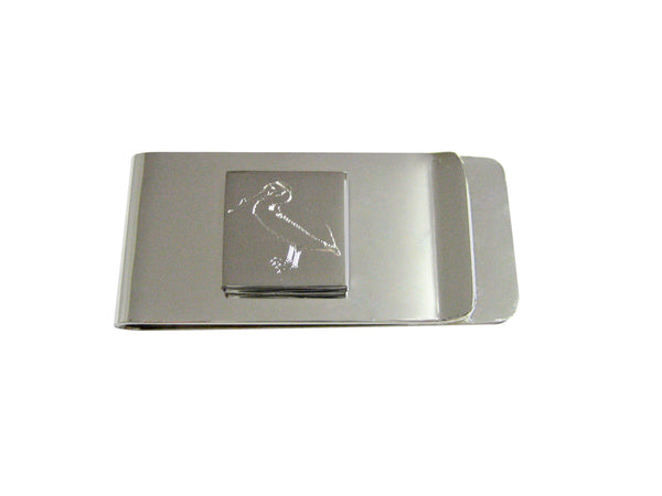 Silver Toned Etched Standing Pelican Bird Money Clip