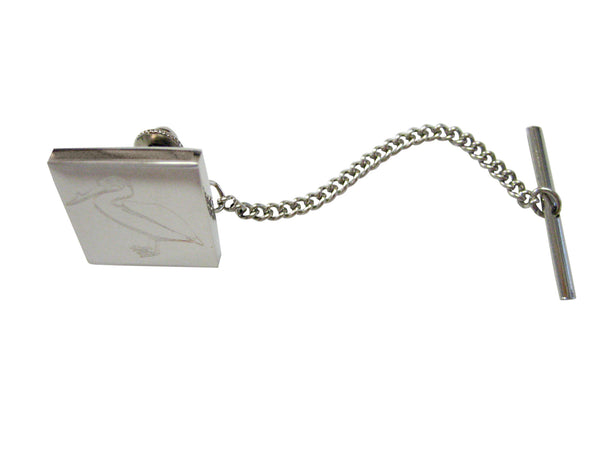 Silver Toned Etched Standing Pelican Bird Tie Tack