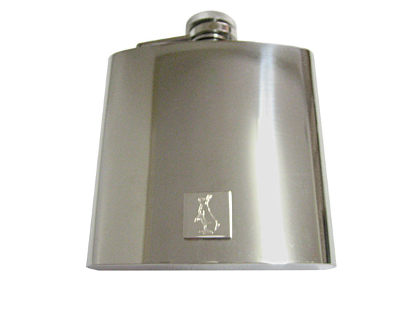 Silver Toned Etched Standing Rabbit 6 Oz. Stainless Steel Flask