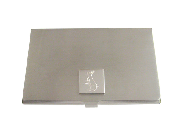 Silver Toned Etched Standing Rabbit Business Card Holder