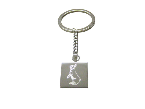 Silver Toned Etched Standing Rabbit Keychain