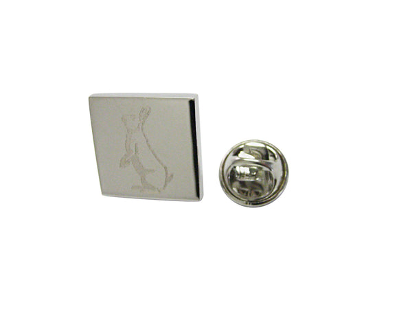 Silver Toned Etched Standing Rabbit Lapel Pin