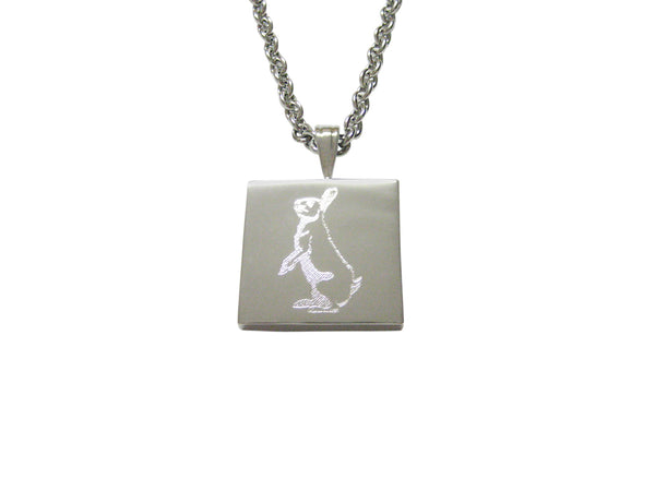 Silver Toned Etched Standing Rabbit Pendant Necklace
