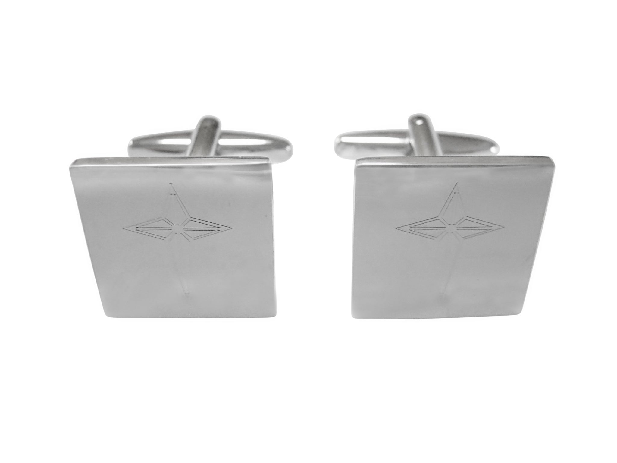 Silver Toned Etched Star of Bethlehem Cufflinks