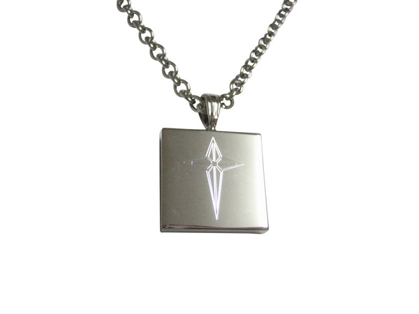 Silver Toned Etched Star of Bethlehem Pendant Necklace