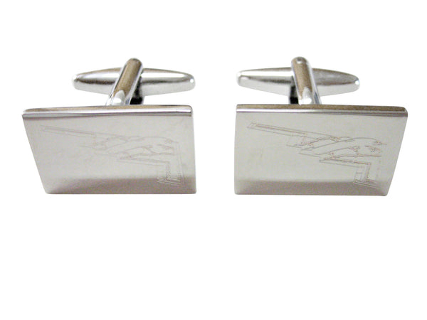 Silver Toned Etched Stealth Bomber Plane Cufflinks
