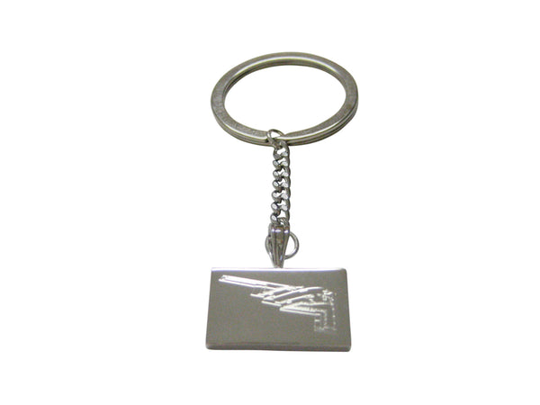 Silver Toned Etched Stealth Bomber Plane Keychain