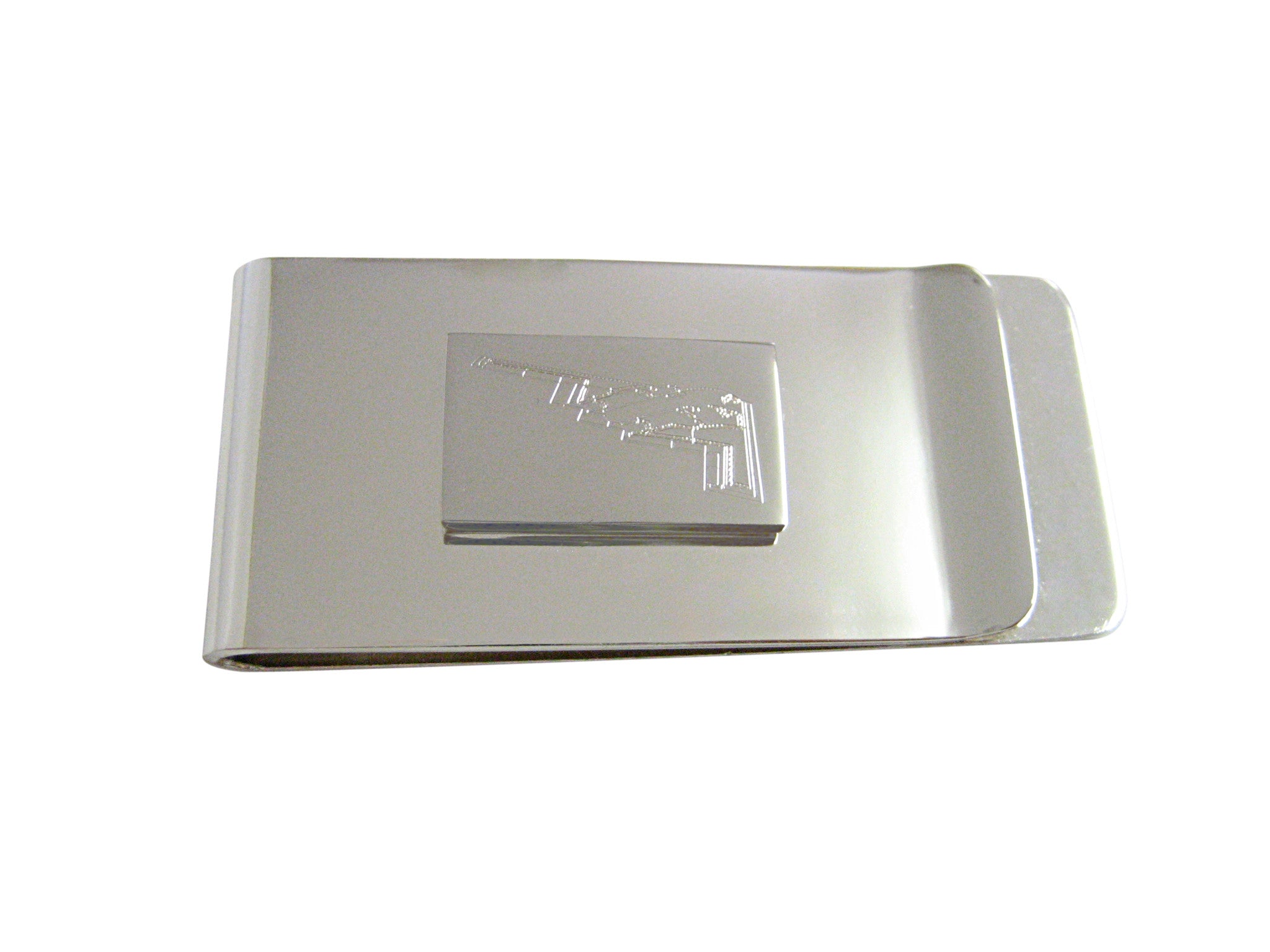 Silver Toned Etched Stealth Bomber Plane Money Clip