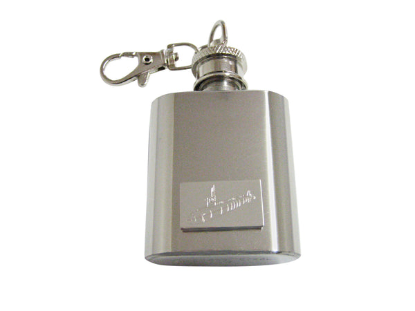 Silver Toned Etched Submarine 1 Oz. Stainless Steel Key Chain Flask