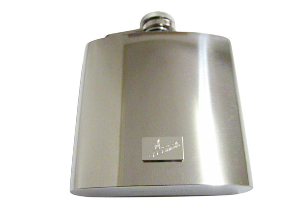 Silver Toned Etched Submarine 6 Oz. Stainless Steel Flask