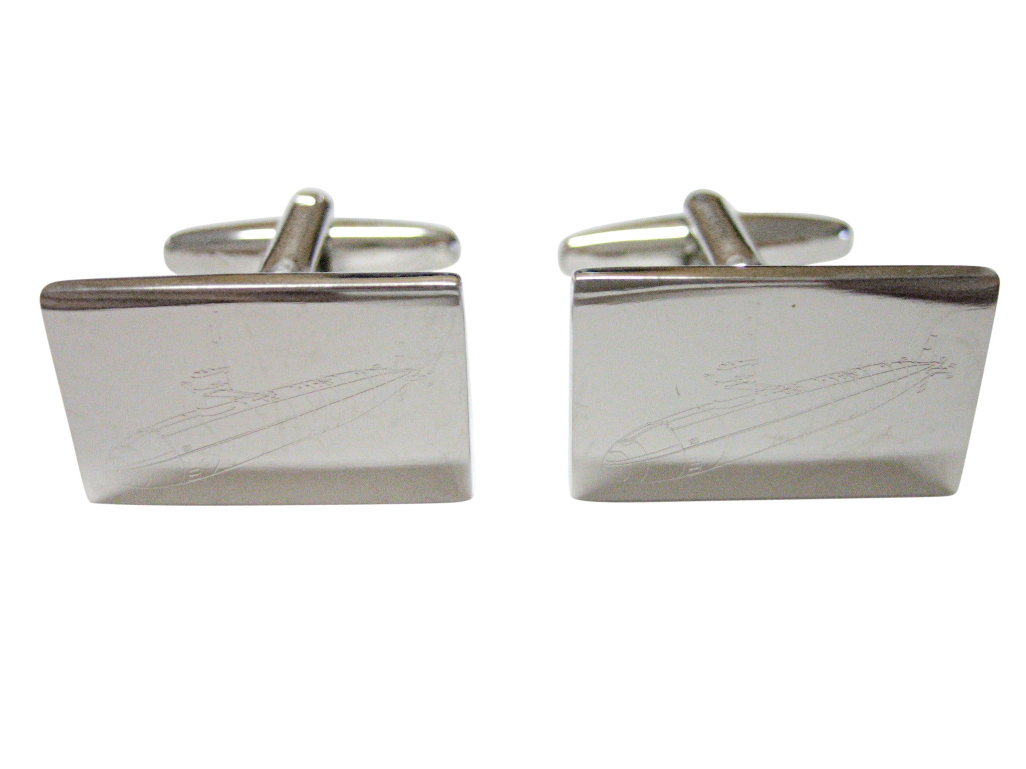 Silver Toned Etched Submarine Cufflinks