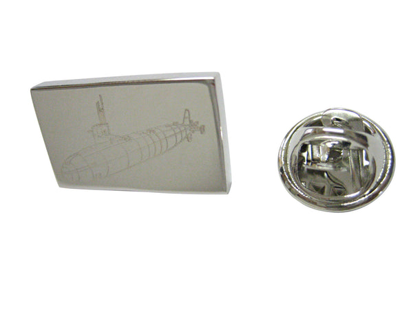 Silver Toned Etched Submarine Lapel Pin