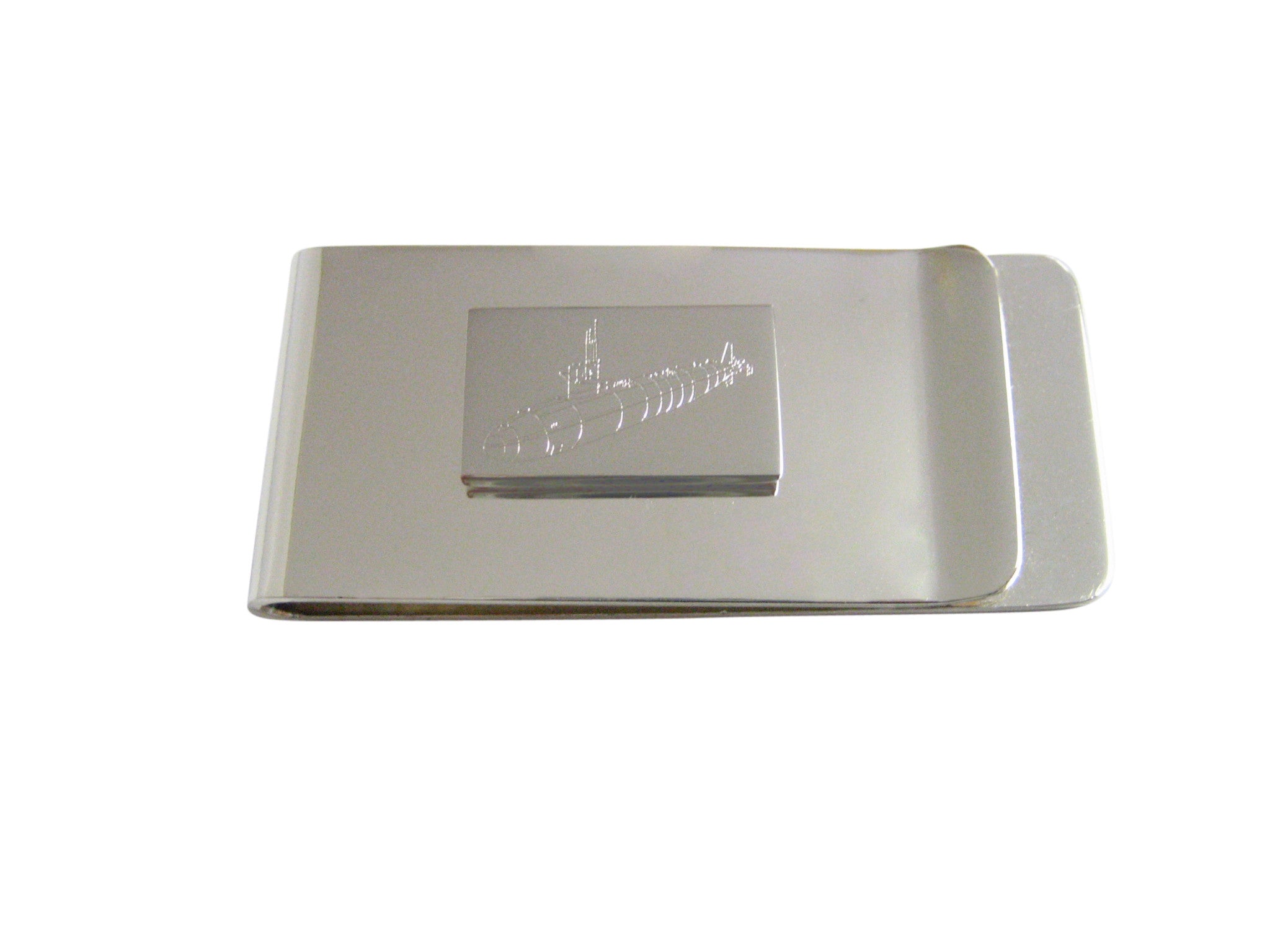 Silver Toned Etched Submarine Money Clip