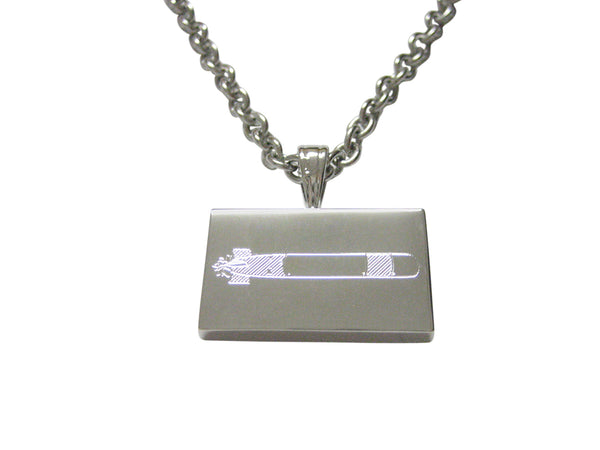 Silver Toned Etched Submarine Torpedo Pendant Necklace