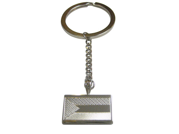 Silver Toned Etched Sudan Flag Pendant Keychain