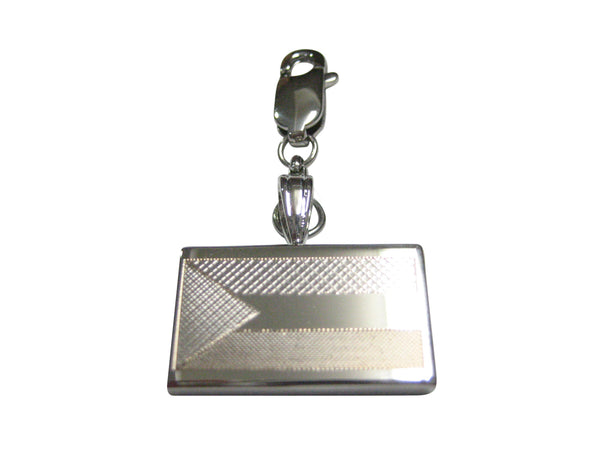 Silver Toned Etched Sudan Flag Pendant Zipper Pull Charm