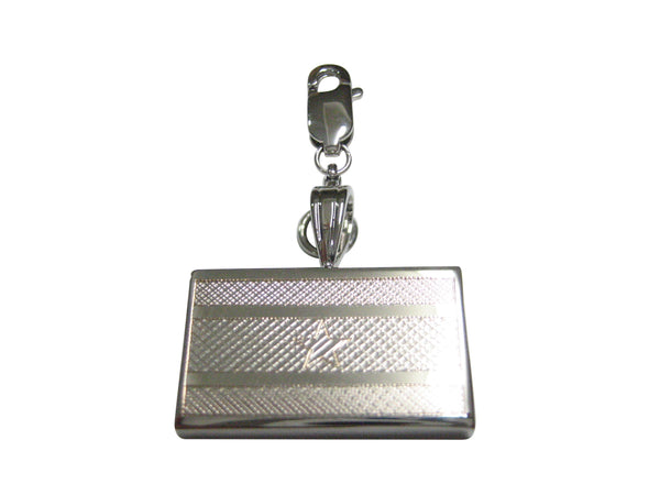 Silver Toned Etched Suriname Flag Pendant Zipper Pull Charm