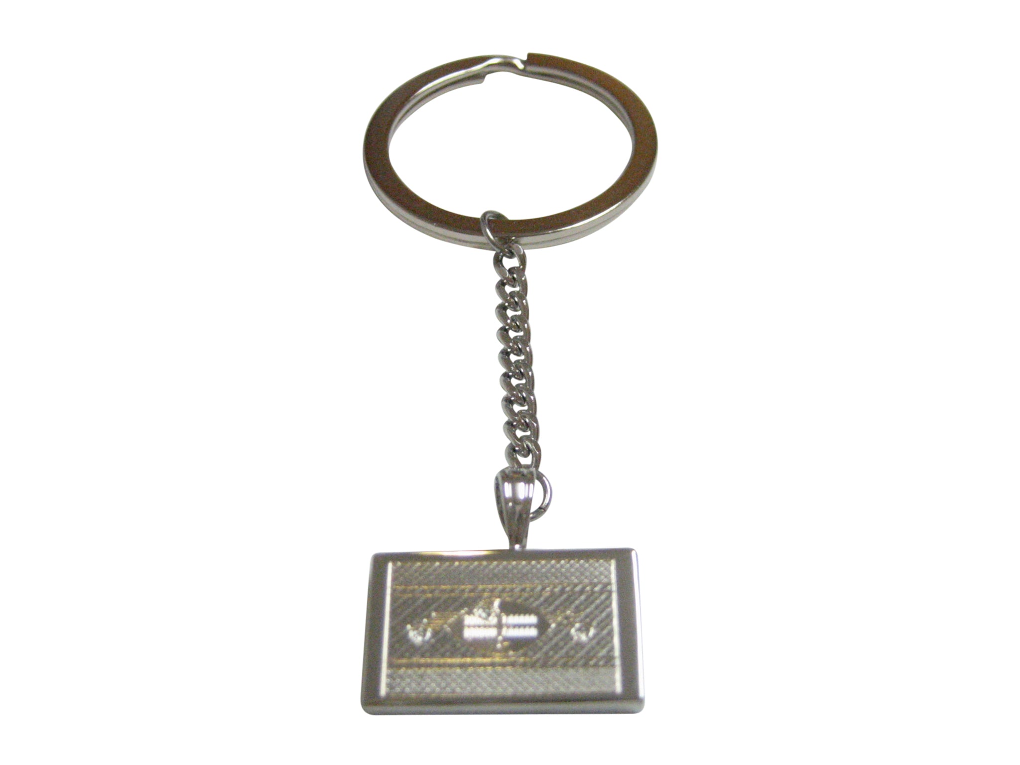 Silver Toned Etched Swaziland Flag Pendant Keychain