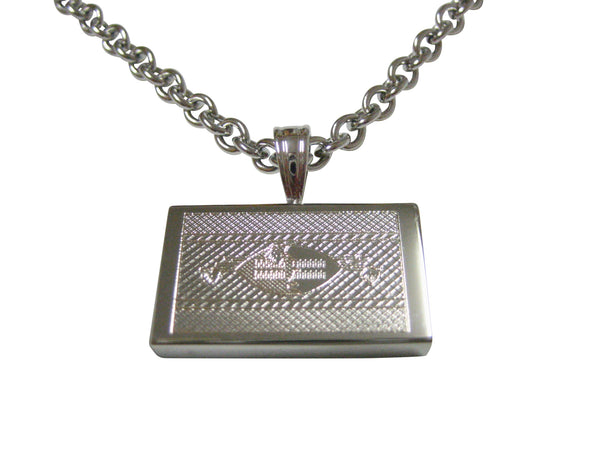 Silver Toned Etched Swaziland Flag Pendant Necklace