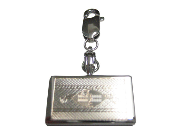 Silver Toned Etched Swaziland Flag Pendant Zipper Pull Charm