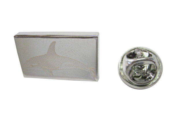 Silver Toned Etched Swimming Killer Whale Orca Lapel Pin