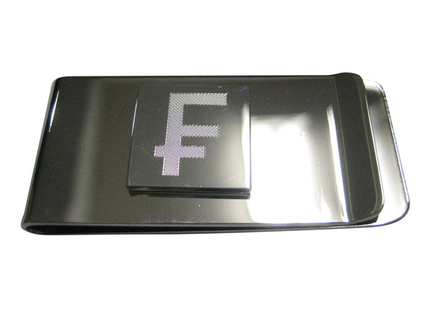 Silver Toned Etched Swiss Franc Currency Sign Money Clip